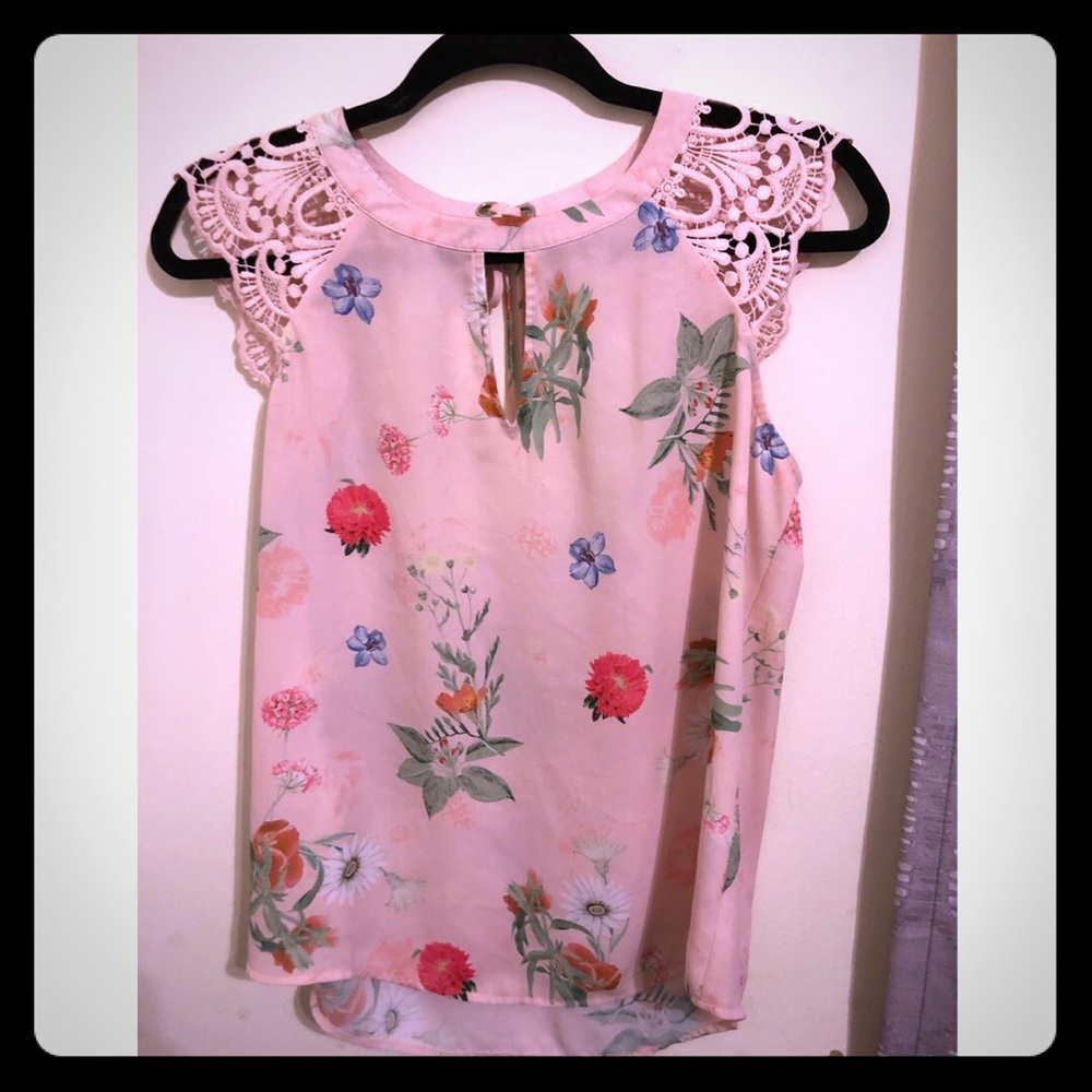Floral and lace summer blouse